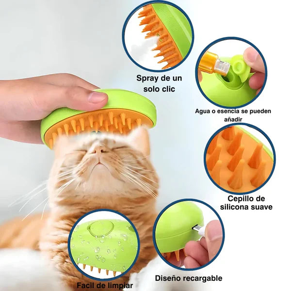 CEPILLO MASCOTAS VAPORIZADOR 3 EN 1