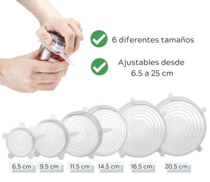 Tapas Ultra Ajustables En Silicona (6 unidades)